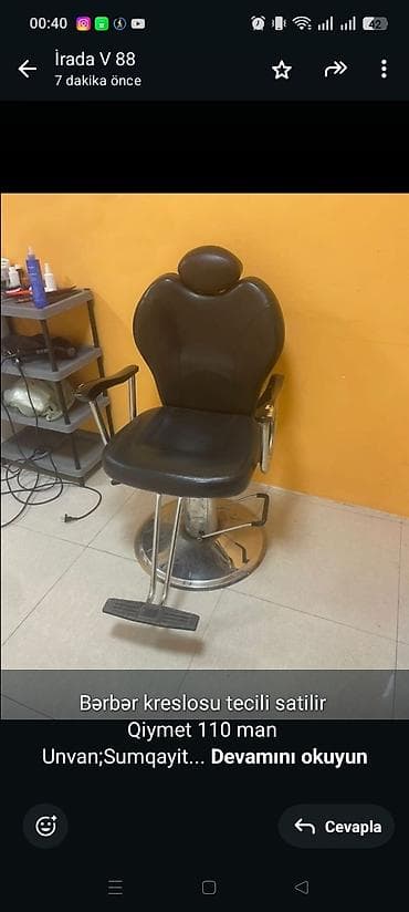 Bərbər kreslosu tecili satilir Qiymet 110 man Unvan;Sumqayit 2526 K — 1