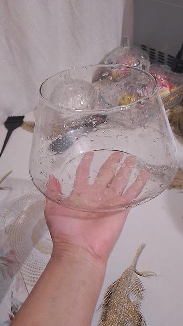 ev gulleri: 2litir akavrum Şüşə vaza – dekorativ masaüstü qab - Material: şəffaf — 3