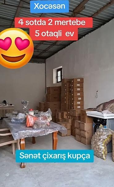 50 m2 ofislər: Xocəsən – 4 sot torpaq sahəsində 2 mərtəbəli, 5 otaqlı ev. - Geniş — 4