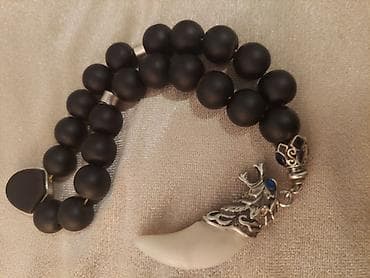 vasmi tesbeh: Təsbeh – bədii dizaynlı, canavar başlığı təbii canavar dişi və 925 — 8