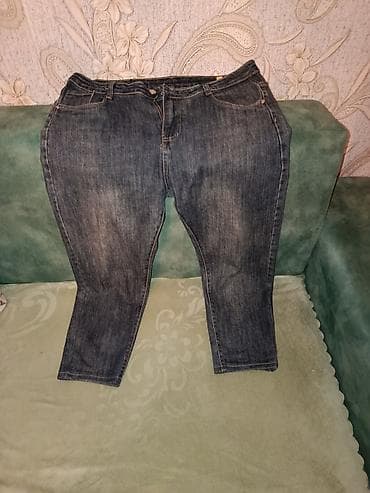 Klassik tünd-mavi rəngli cins şalvar - Model: düz kəsim, daralan balaq