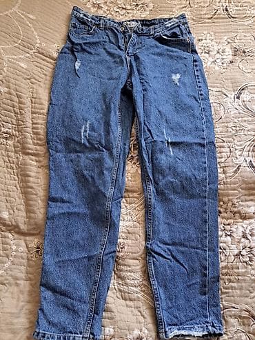 Klassik mavi rəngli cins şalvar - Material: qalın denim (100% pambıq