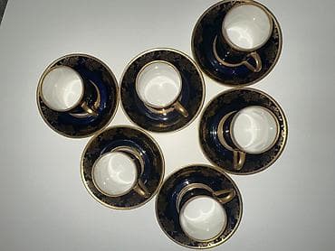 kəndir: Qəhvə dəsti, rəng - Göy, Farfor, Almaniya — 4