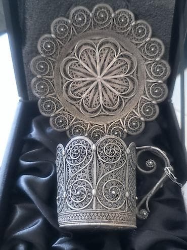 roselle: Çay dəsti, rəng - Gümüşü, Metal — 1
