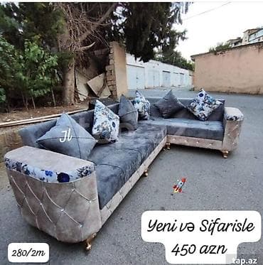 di̇van: Künc divan, Qonaq otağı üçün, Vеlur parça, Açılmayan — 1