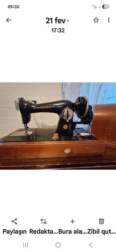 ps temiri: Mexaniki tikiş maşını – klassik model - Korpus: ağır metal, qara lak — 1