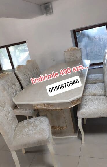 Dördbucaq masa, Qonaq otağı üçün, 6 nəfər, Açılmayan, Azərbaycan, Zəmanətli