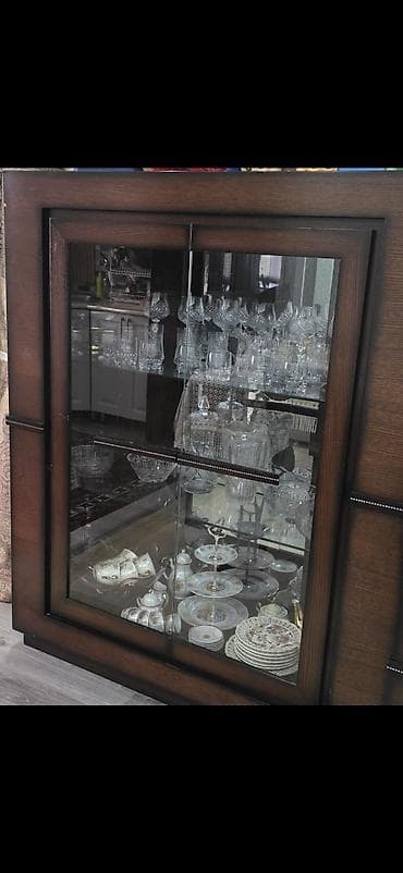 ucuz vitrin: Qonaq otağı üçün mebel dəsti - Material: tünd qəhvəyi ağac rəngli — 2