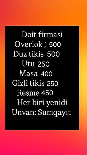 Foto və videokameralar: Tikiş maşını Yeni,Overlok, Pulsuz çatdırılma — 1