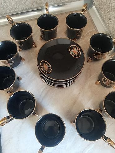 çay servis: Çay dəsti, rəng - Qara, Farfor, Satsuma, 11 nəfərlik, Yaponiya — 5