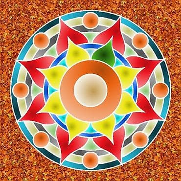fon: Rəngli mandala divar sənəti – 4 ədəd rəqəmsal illüstrasiya dəsti — 1