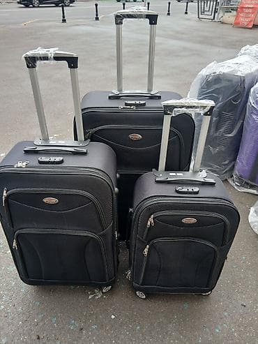 çant: 3-lü səfər çantası dəsti - Rənglər: tünd qırmızı və tünd boz - — 5