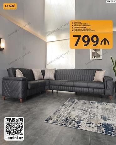 Künc divan – Kod: 12579 - Ölçülər: 318 × 225 sm - Mexanizm: açılan — 1