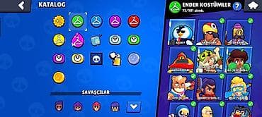 real gitara: Brawl Stars hesabı, içərisində 3 ədəd meka kostumu var,2019 un — 3