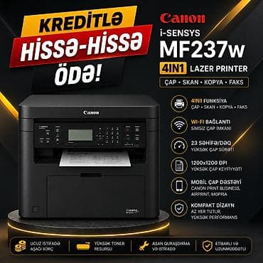 pc plata: Canon laser printer i-SENSYS MF237w 4IN1 Operativ yaddaş: 256 MB Çap — 1