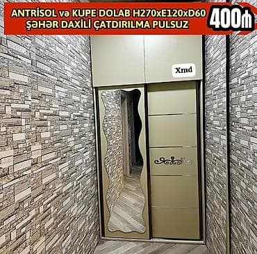 Antrisol və kupe dolab dəsti Ölçülər: H270 x E120 x D60 sm