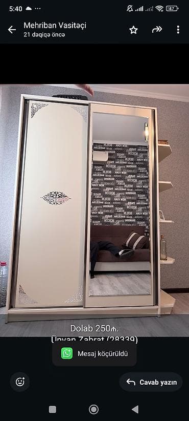 dolab şkaf: Dolab 250₼.
Ünvan Zabrat (28339)
Mehi Ⓜ️ — 1