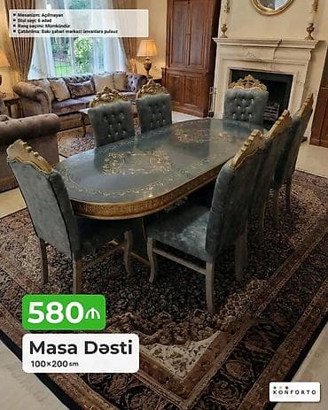 Masa Dəsti – 100×200 sm - Klassik üslubda, oymalı və qızılı lalafo.az -da Masa Dəsti – 100×200 sm - Klassik üslubda, oymalı və qızılı