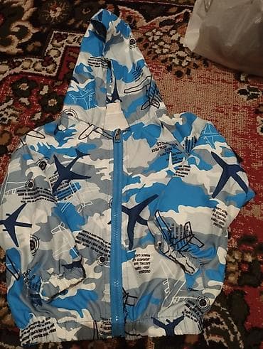 Bayram kostyumları: Uşaq üçün kapüşonlu yüngül küləkkeçirməz gödəkçə. - Dizayn: mavi-boz — 1