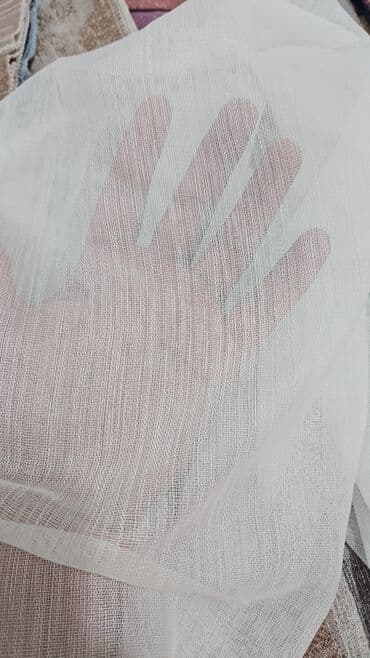 zal üçün pərdələr: Ağ rəngli, incə toxunuşlu tull pərdə/parça - Material: şəffaf, yüngül — 4