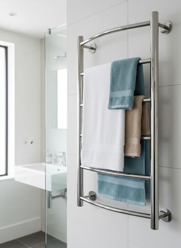 hamam tuşu: Paslanmayan poladdan divara montaj olunan dəsmal qurudan/isitmə relsi — 1