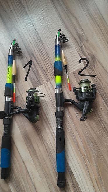 baliq toru satilir: Balıqçılıq setləri – 2 ədəd teleskopik qamış və fırlanan çarxla — 1