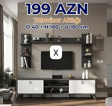 Televizor altlığı və divar rəfləri dəsti Ölçülər: - Dərinlik: 40 sm -
