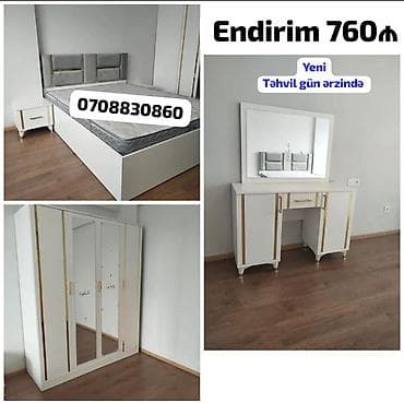 setqa kravat: Yataq otağı dəsti Komplekt: - İkinefərlik çarpayı (yumşaq başlıq, ağ — 1