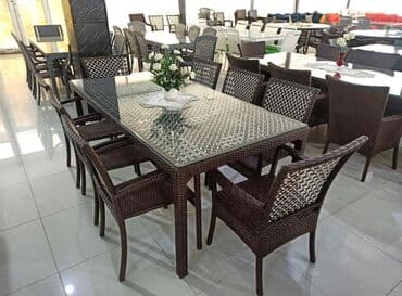 аренда столов и стульев бишкек: Квадратный стол, Нераскладной, Со стульями, Плетеный — 8