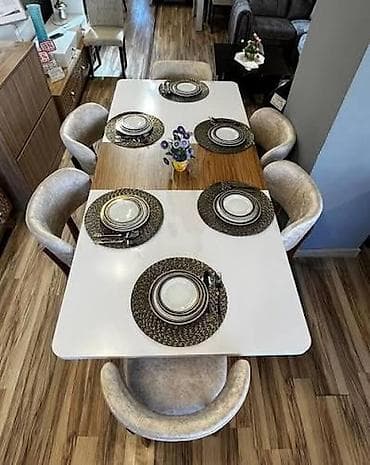 turk sobası: Qonaq otağı üçün, Yeni, Açılan, Dördbucaq masa, 6 stul — 2