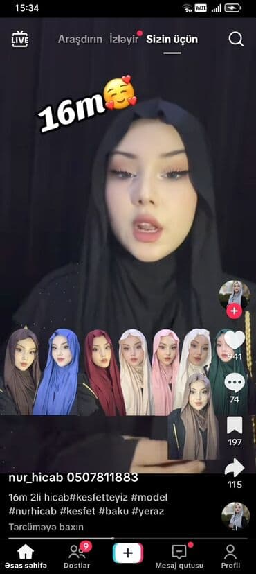 hazir hicab: Hicab sekildekinden qara reng mene yarasmadi deye satram serin — 1