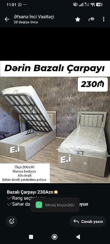 bazalı yataq: *Bazalı Çarpayı 230Azn💥* ✔️Rəng seçimi var ✔️Səhər daxili çatdırılma — 1