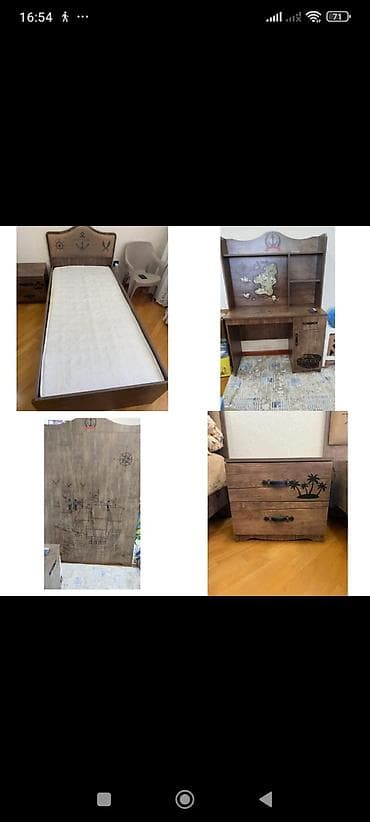 Oğlan üçün, İşlənmiş, Təknəfərlik çarpayı, Yazı masası, Dolab, Tumba