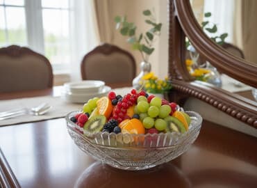 Kəllə-bolqar şüşəsindən hazırlanmış iri kristal meyvə/salata qabı. -