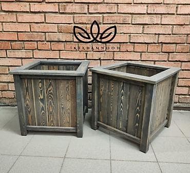 Bitki dərmanları: Ağacdan dekorativ kvadrat güldan/qutu (2 ədəd) - Material: tam ağac — 2