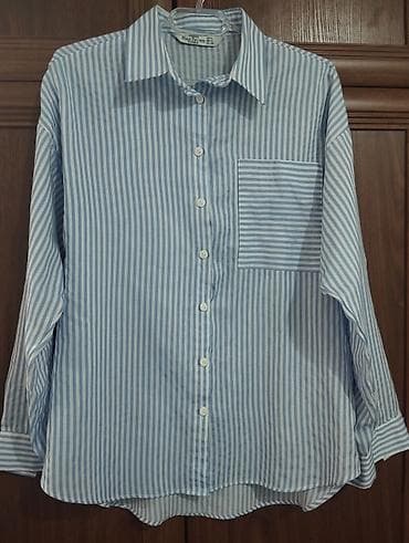 Mavi-ağ zolaqlı qadın köynəyi - Marka: Miss Brown - Model: Klassik — 2