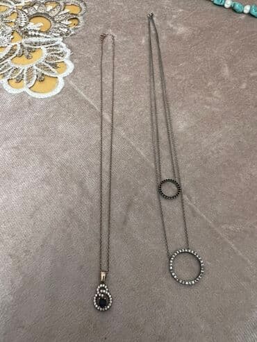 kisi ucun sepler: Bəzək dəsti – 3 boyunbağı - Firuzə rəngli daş və süni inci — 3