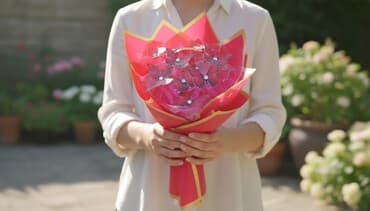 LED işıqlı “Kəpənək” buketi - Qırmızı kəpənək dekorları ilə