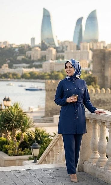 hicab paltarı: İkiqat dəst – tunik və şalvar ünvan Bakı Ucar Göyçay çatdırılma — 1