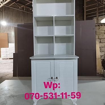 metbex skafi: Ağ rəngdə çoxfunksiyalı şkaf-vitrin - Üst hissə: açıq bölmələr – 1 — 1