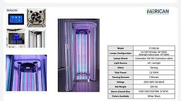 MERICAN dik tip günəşlənmə kabinası – UV + qırmızı işıq kombinasiyalı