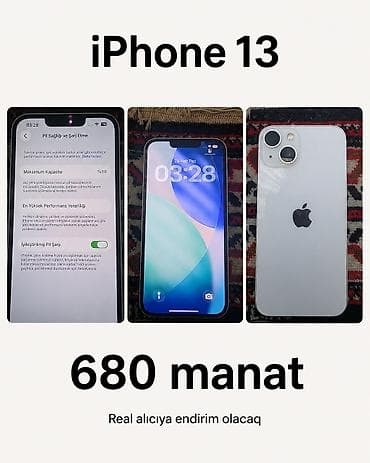 IPhone 13, 128 GB, Ağ, Face ID