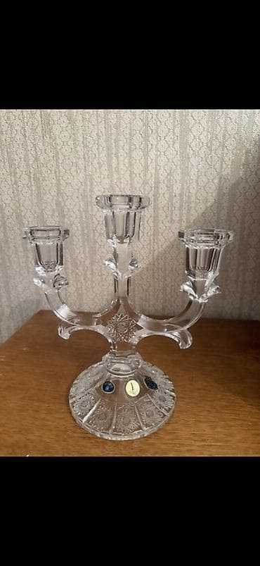 şam: Kristal üçşamdanlı şamdan bohema - Material: Şəffaf kəsimli kristal — 1