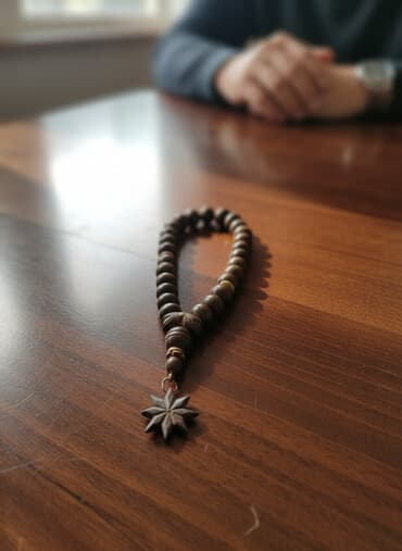 yuxuda qızıl sırqa görmək: Taxta muncuqlu təsbeh/aksesuar - Material: tünd rəngli, yəqin ki — 1