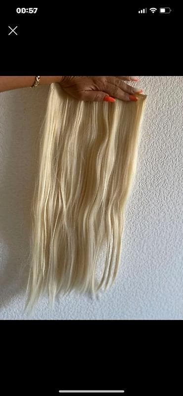 Platin sarı rəngdə saç uzatma (clip-in/şinjon tipli panel) - Rəng