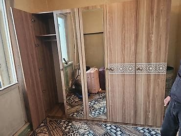5 qapı, Güzgülü, Qəhvəyi, Taxta, Açılan, Düz dolab