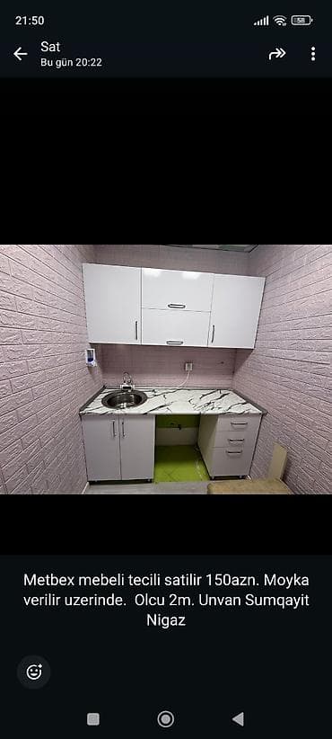 kamotlar mebel: Mətbəx mebeli satılır. Xüsusiyyətlər: - Üst və alt dolablar komplekt — 6