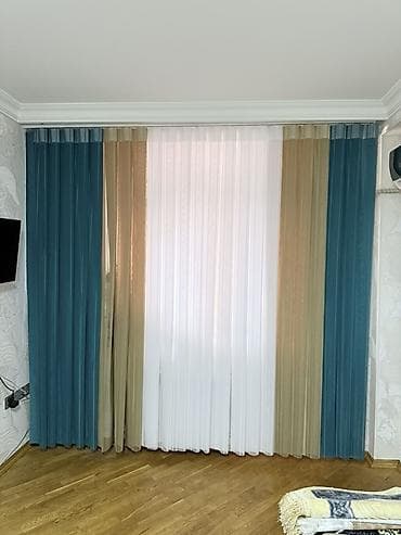 Şamlar: Pərdə dəsti – üç laylı dizayn - Model: kombinə edilmiş tül və — 1
