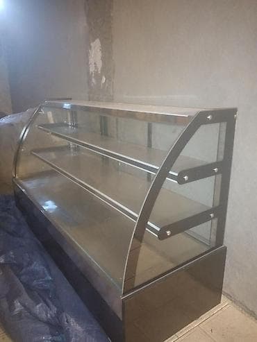 Şüşə vitrın-bufet (konditor/çəkmə vitrini) - Ön və yan tərəfləri tam