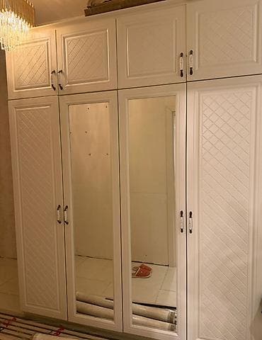 dolab şkaf: Yeni, 6 qapı, Güzgülü, Ağ, Digər material, Açılan, Düz dolab — 1